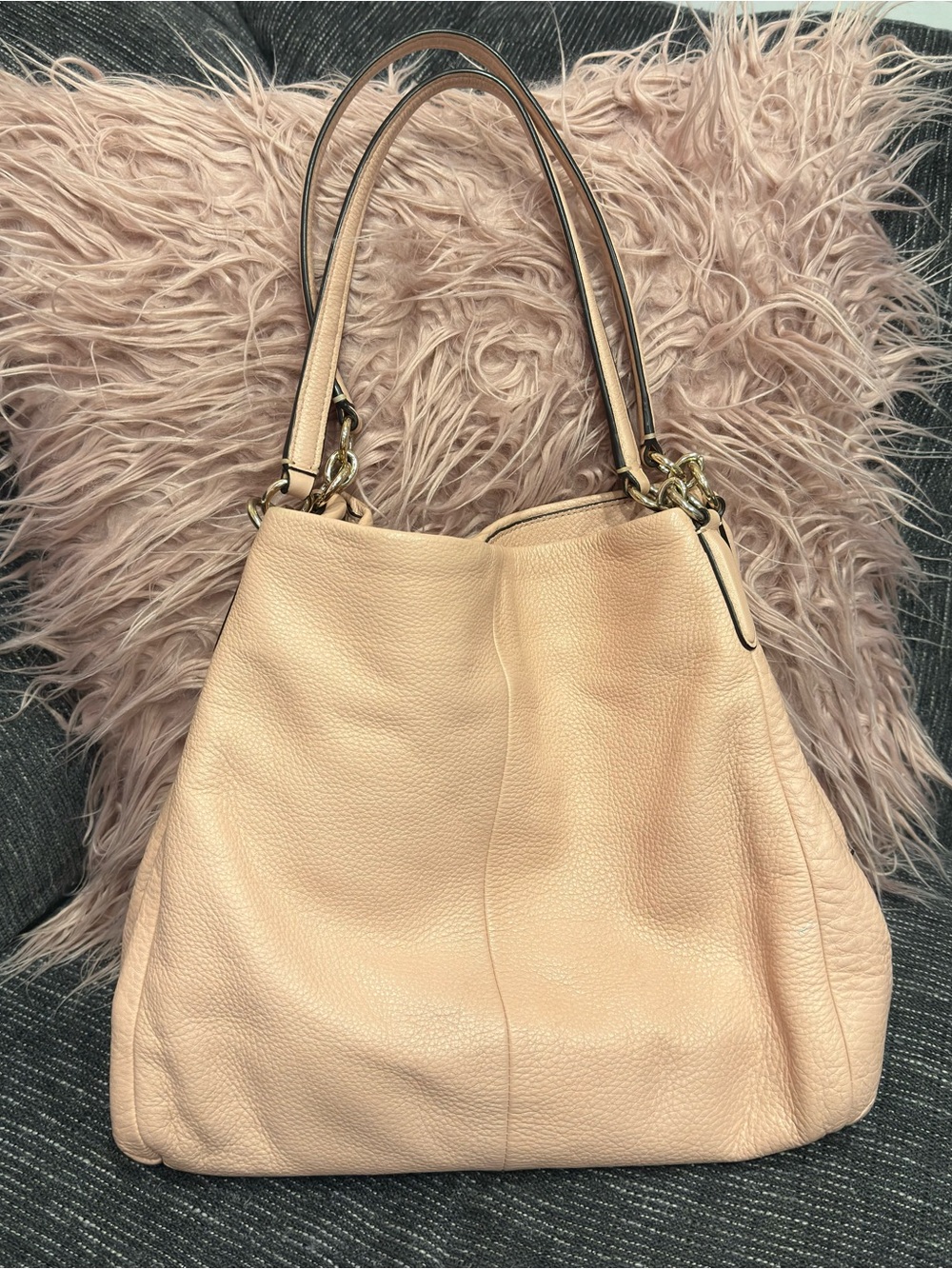 Coach Soft Pebbled Leather Shoulder Tote in Blush